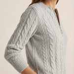 Johanna - Zopfstrick-Pullover mit Zip in Hellgrau