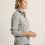 Johanna - Zopfstrick-Pullover mit Zip in Hellgrau