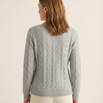 Johanna - Zopfstrick-Pullover mit Zip in Hellgrau