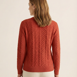 Cornelia - Zopfstrick-Pullover mit Zip in Rostrot