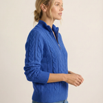 Jasmin - Zopfstrick-Pullover mit Zip in Blau