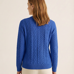 Jasmin - Zopfstrick-Pullover mit Zip in Blau