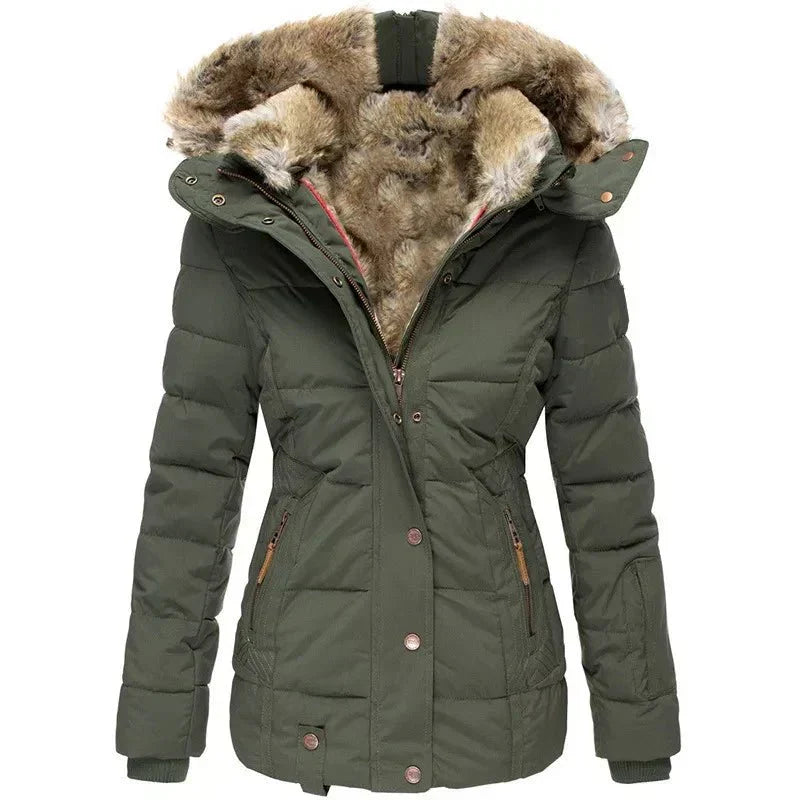 Nina - Kuschelig warme Winterjacke - Grün