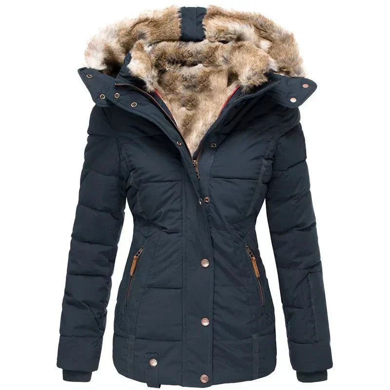 Nina - Kuschelig warme Winterjacke - Blau