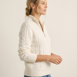 Christine - Zopfstrick-Pullover mit Zip in Creme