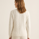 Christine - Zopfstrick-Pullover mit Zip in Creme