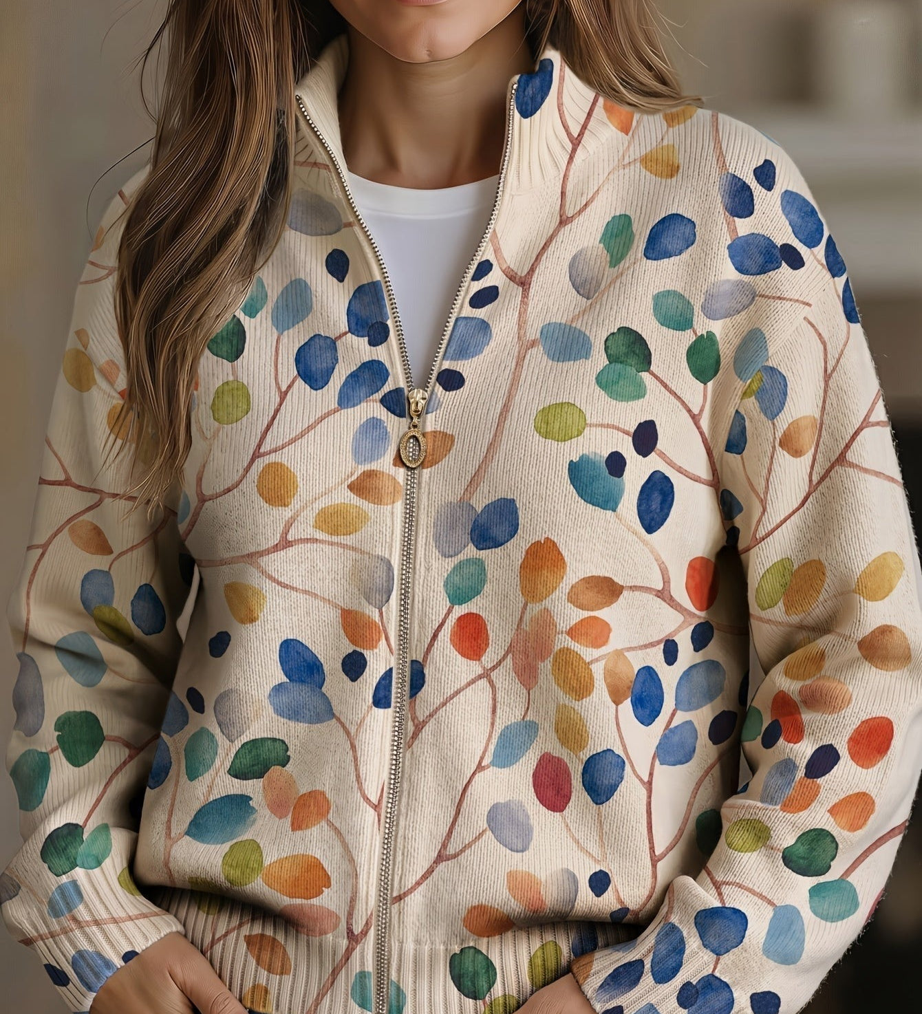Elisa - Cardigan mit Blätter-Muster