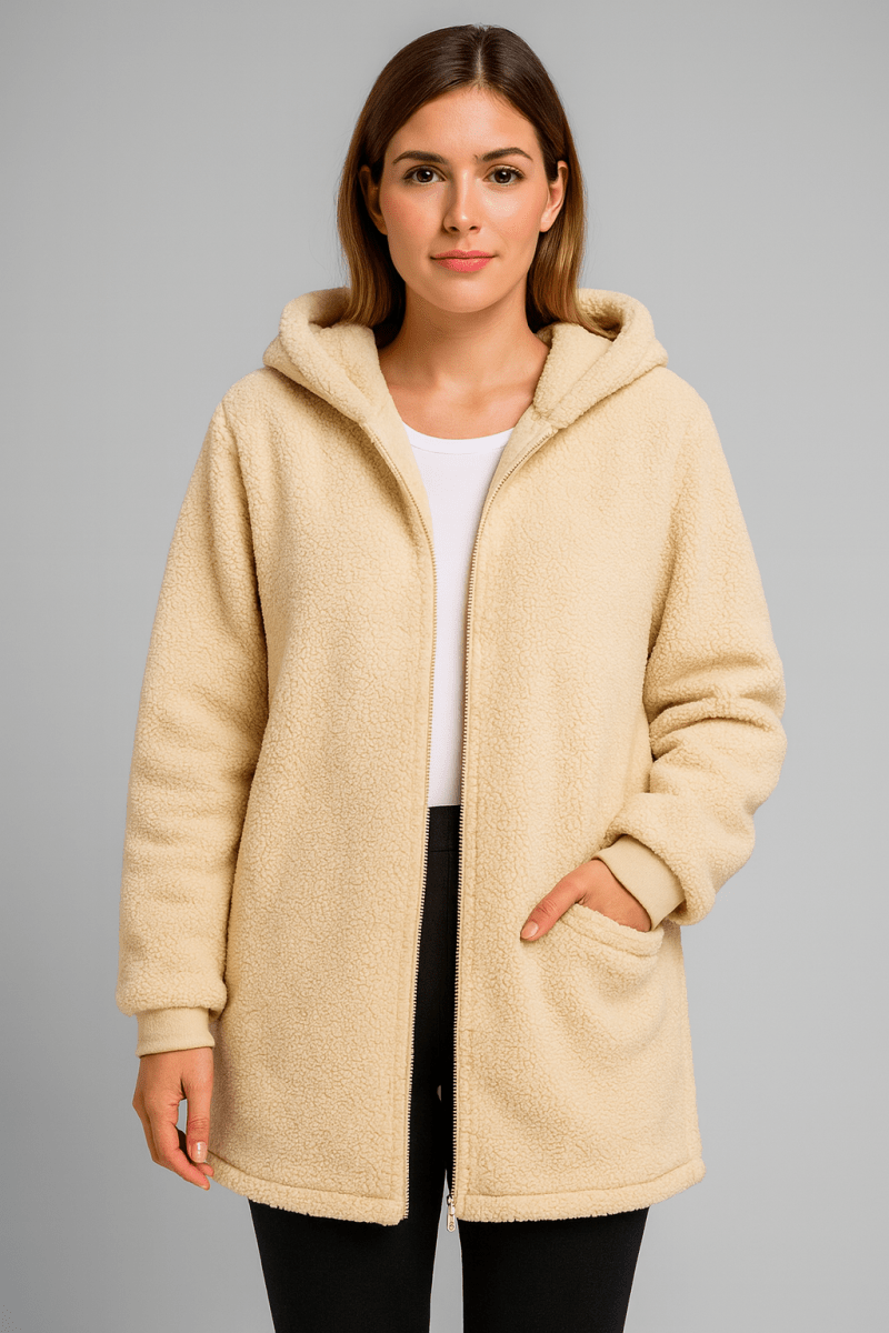 Kerstin - Kuscheliger Teddymantel - Apricot