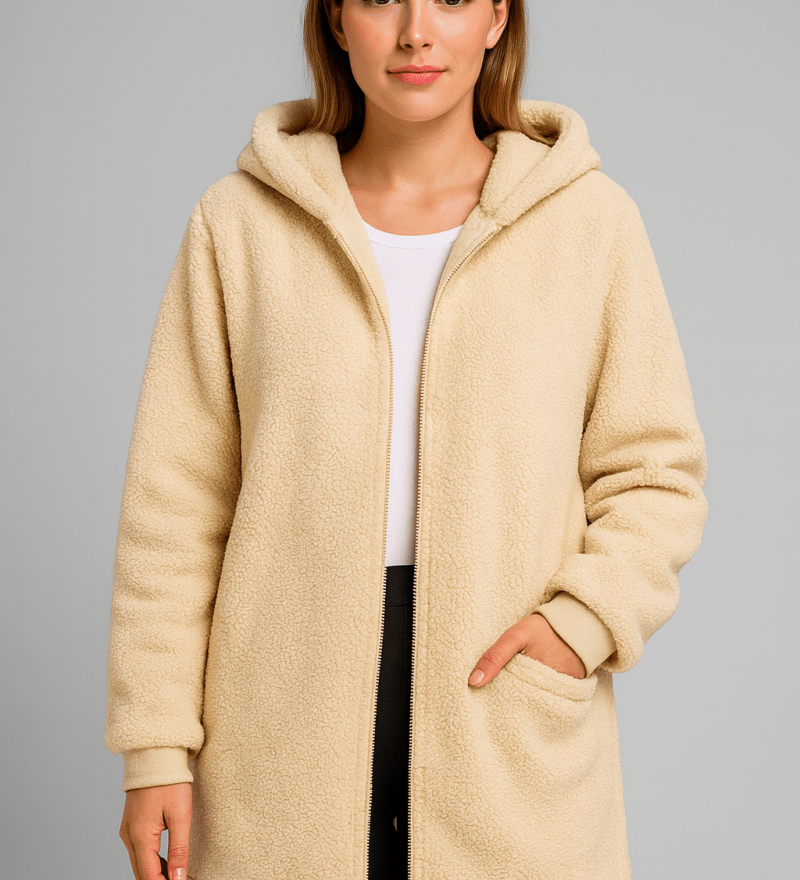 Kerstin - Kuscheliger Teddymantel - Apricot