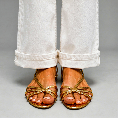 Elisabeth - Elegante goldene Sommersandalen