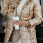 Christine - Lange warme Steppjacke - Beige