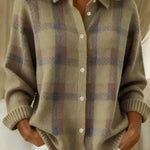 Anja - Weiche Hemd-Strickjacke in Braun