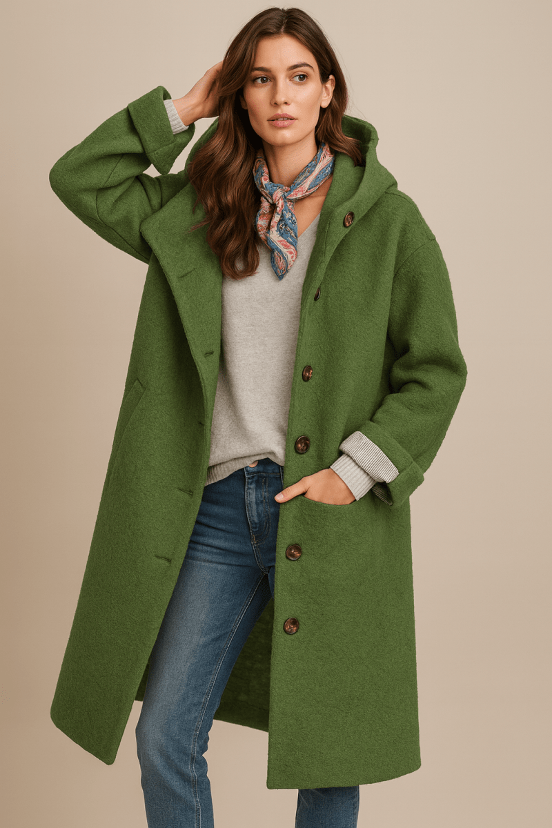 Stefanie - Eleganter Mantel - Dunkelgrün