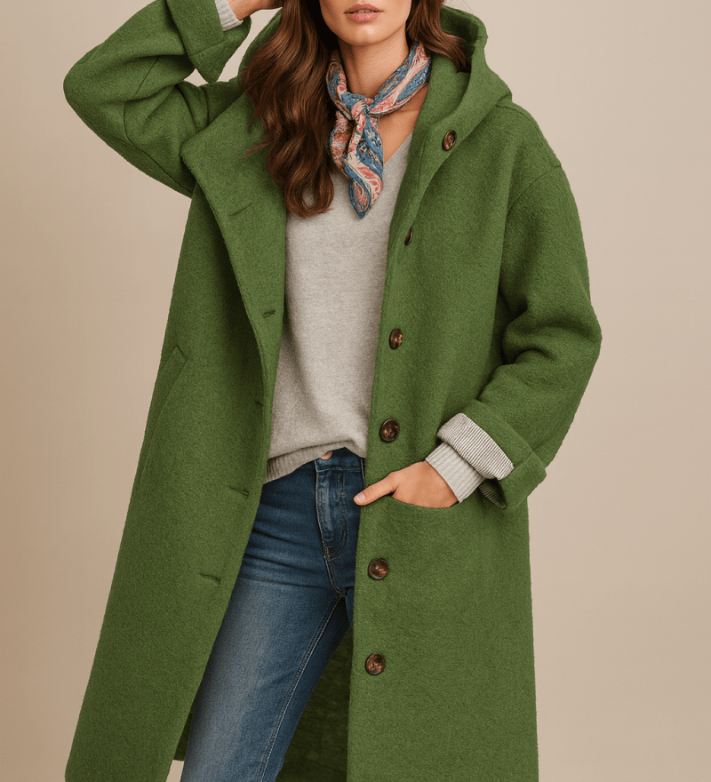 Stefanie - Eleganter Mantel - Dunkelgrün