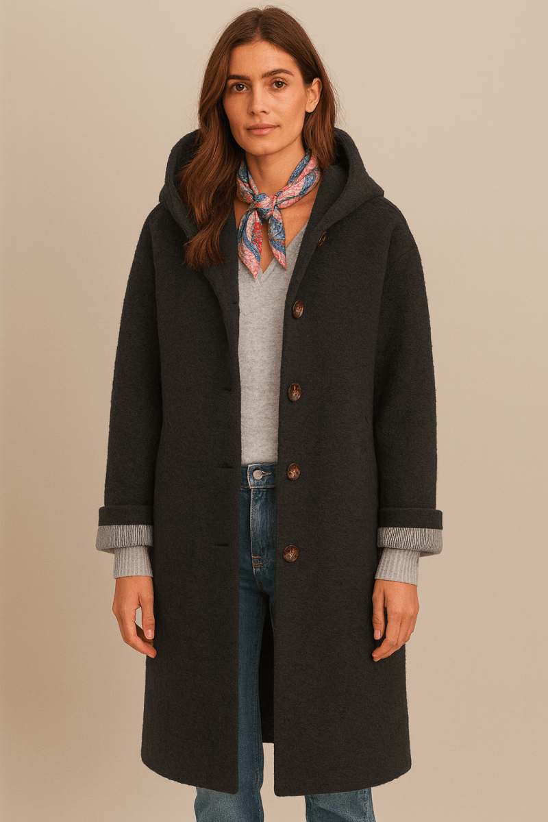Stefanie - Eleganter Mantel - Schwarz