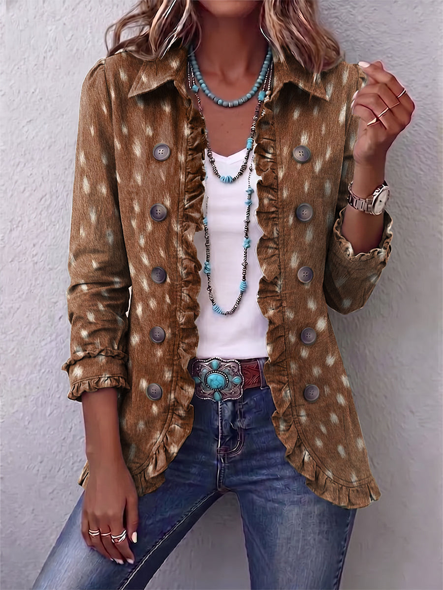 Petra - Rüschenjacke mit Animal-Print