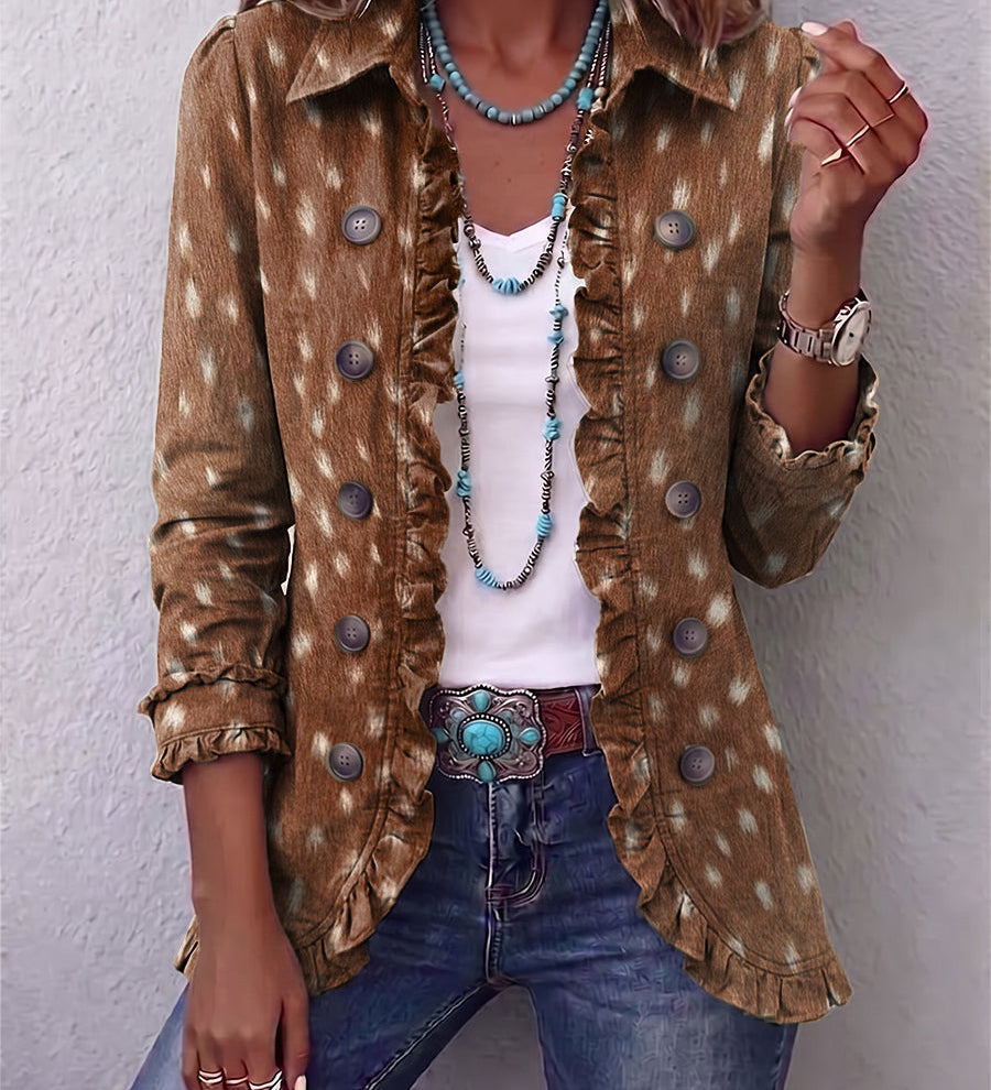 Petra - Rüschenjacke mit Animal-Print