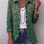 Pia - Grüne Paisley-Rüschenjacke