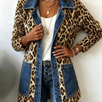 Tabea - Lange Leoparden-Kontrastjacke