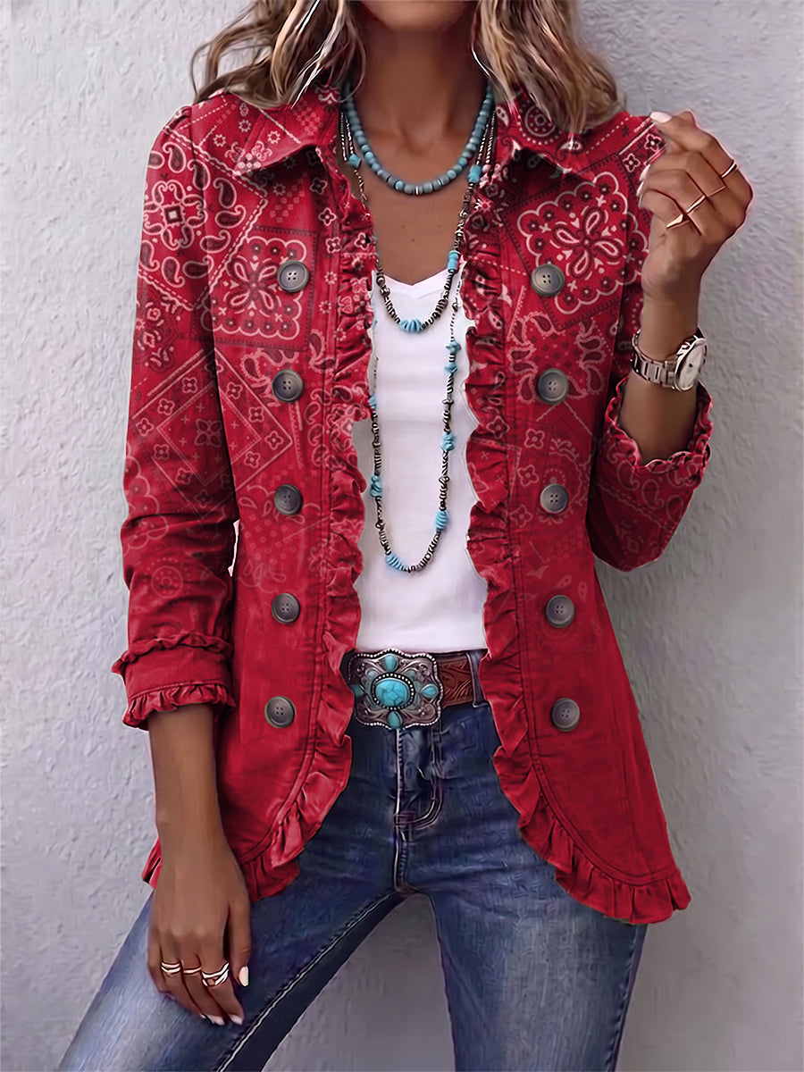 Nadine - Paisley-Rüschenjacke im Ombré