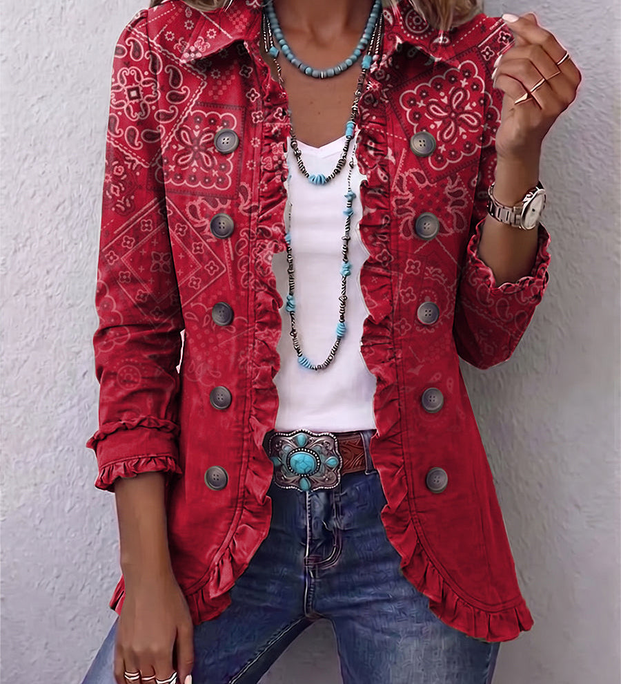 Nadine - Paisley-Rüschenjacke im Ombré