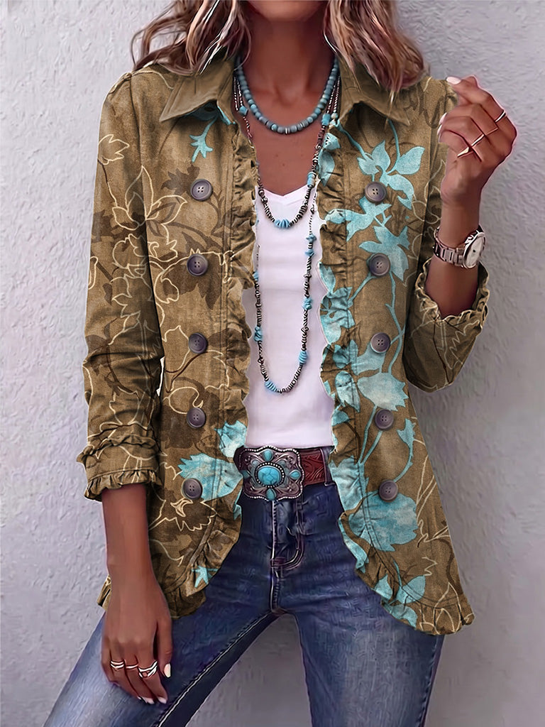 Merle - Florale Rüschenjacke im Ombré