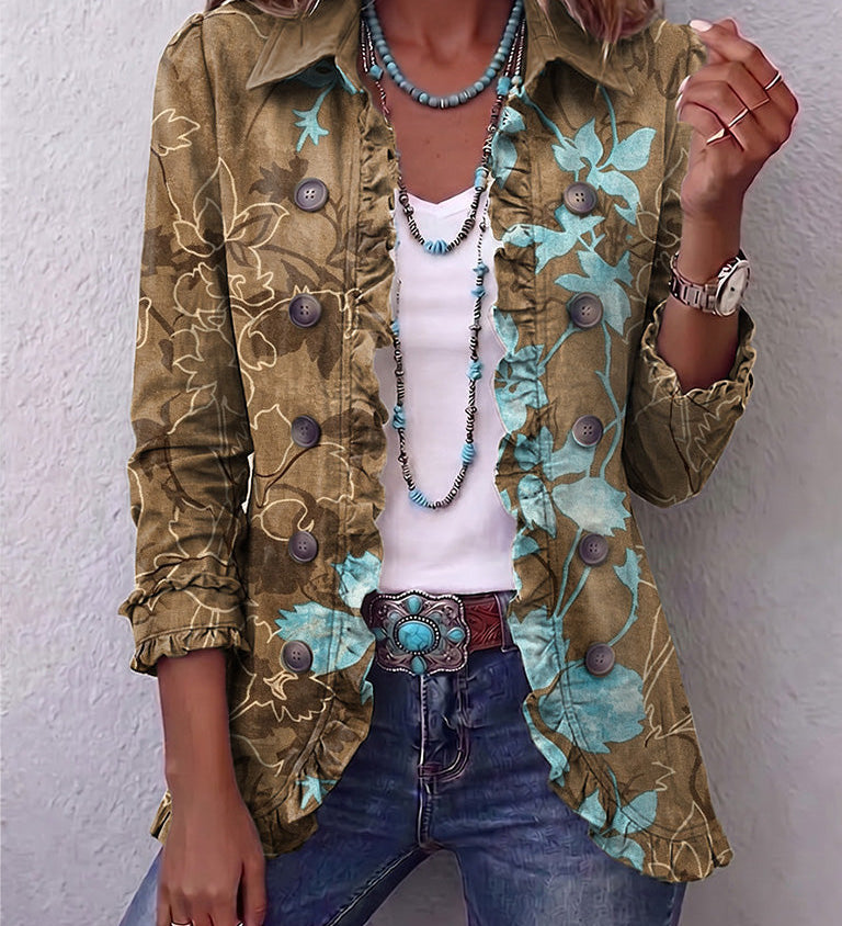 Merle - Florale Rüschenjacke im Ombré