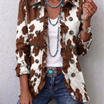 Birgit - Rüschenjacke mit Kuh-Print