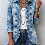Ursula - Hellblaue Rüschenjacke im Ombré