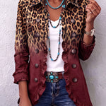 Anja - Leoparden-Rüschenblazer im Ombré - Weinrot