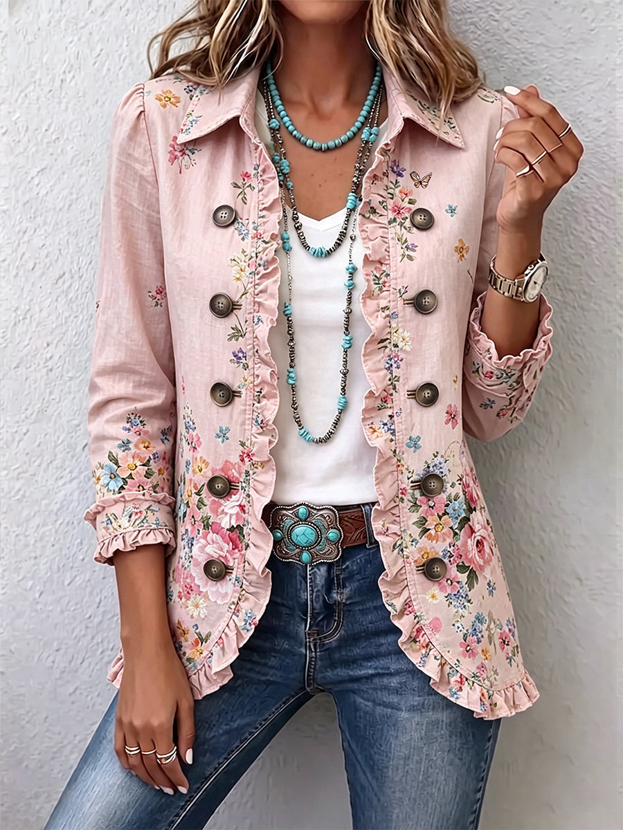 Kim - Florale Rüschenjacke