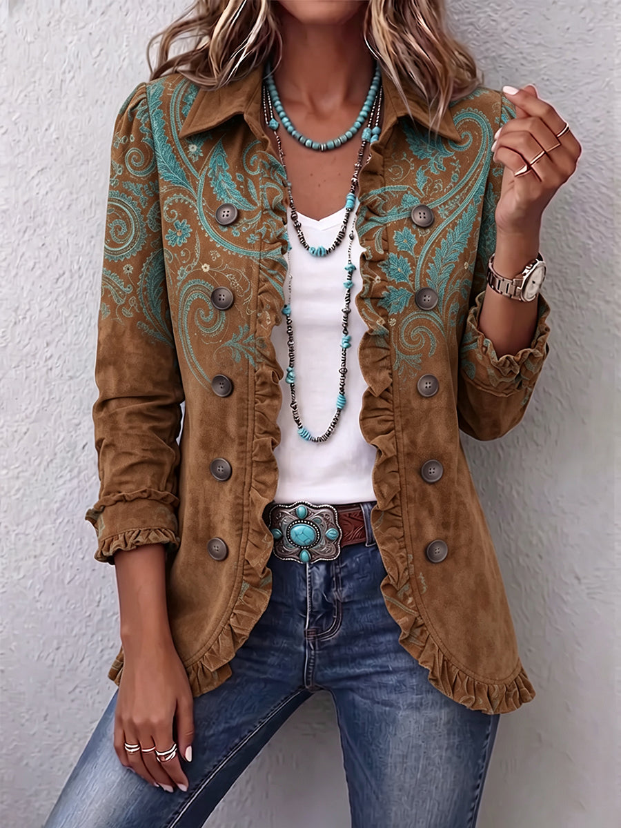 Emma - Braune Paisley-Rüschenjacke