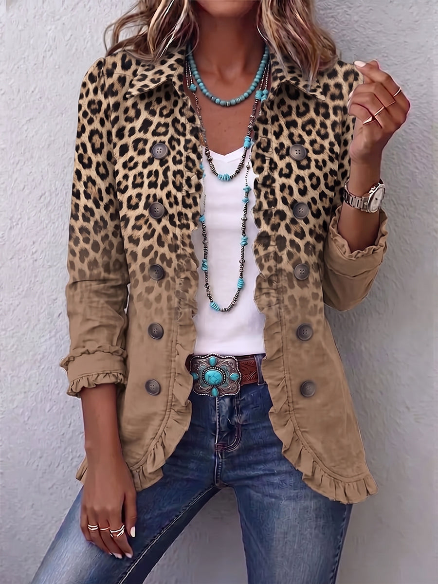 Annika - Leoparden-Rüschenjacke im Ombré
