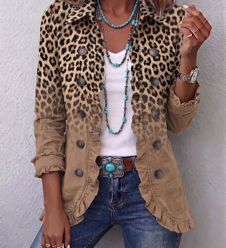 Annika - Leoparden-Rüschenjacke im Ombré