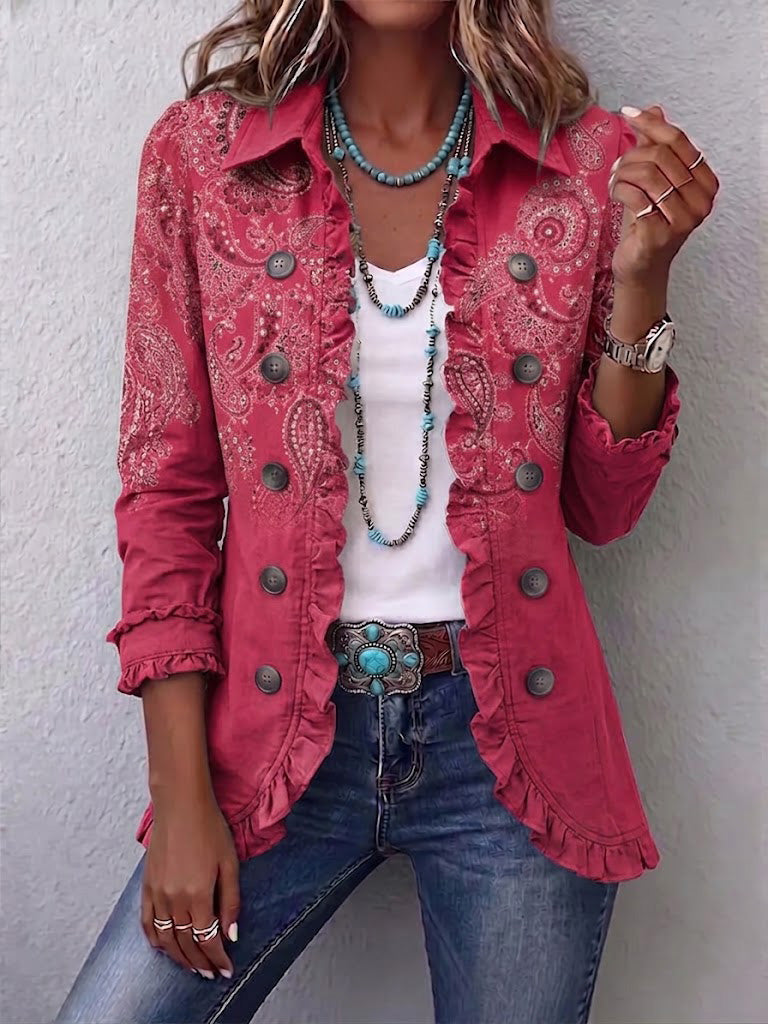 Silke - Pinke Paisley-Rüschenjacke