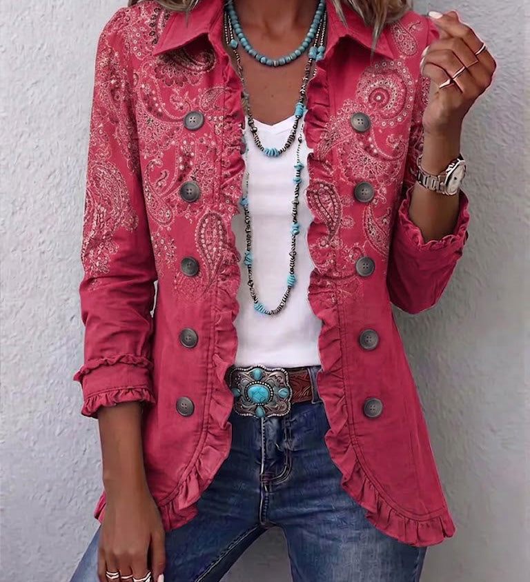 Silke - Pinke Paisley-Rüschenjacke