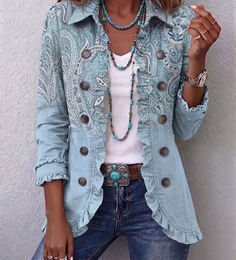 Jana - Paisley-Rüschenjacke im Vintage-Stil