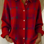 Anja - Weiche Hemd-Strickjacke in Rot