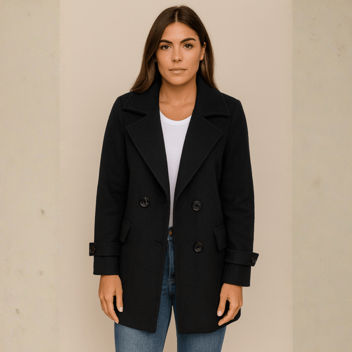 Johanna - Schicke Jacke mit Kragen - Schwarz