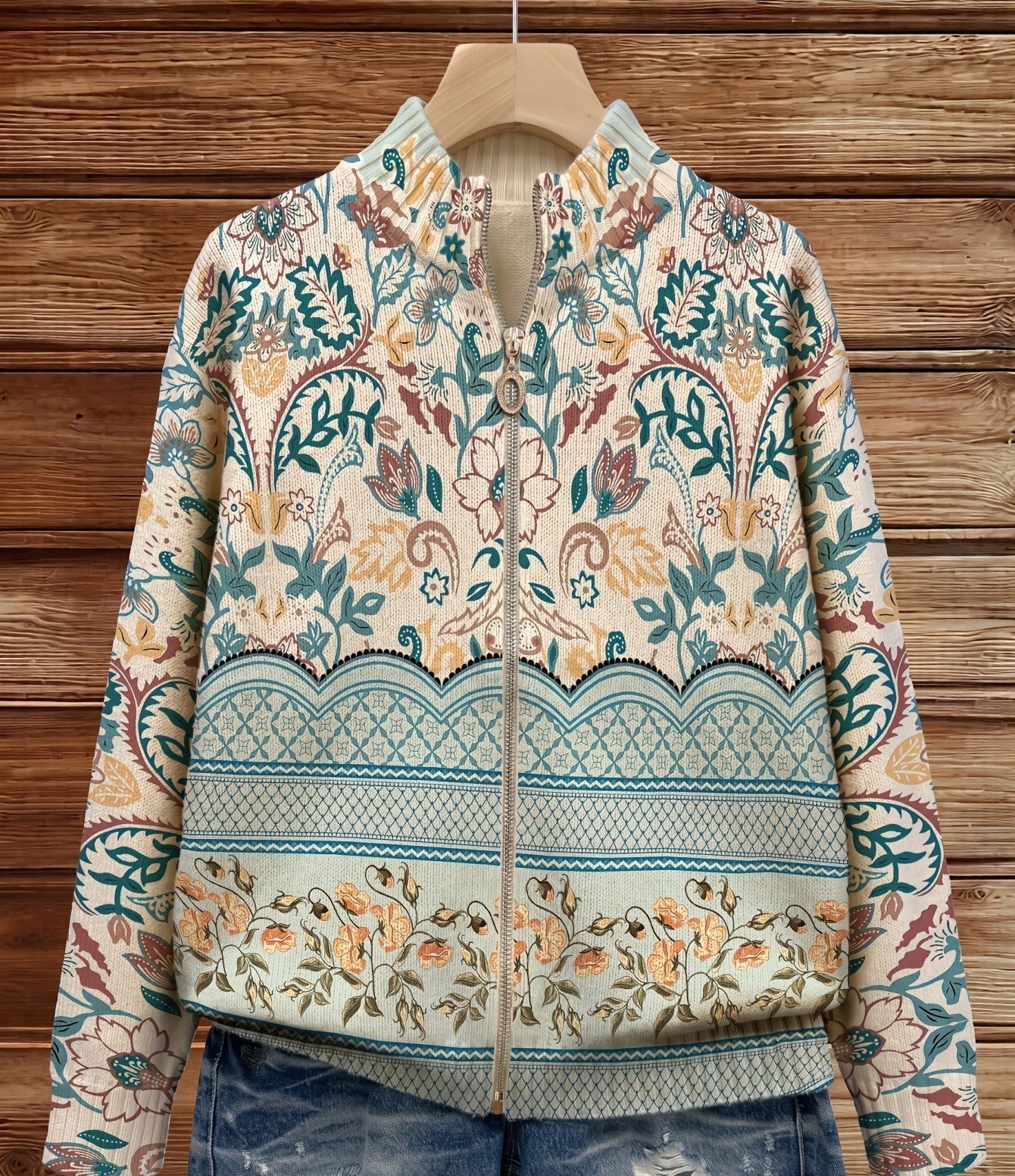 Annika - Cardigan mit Vintage-Blumenmuster