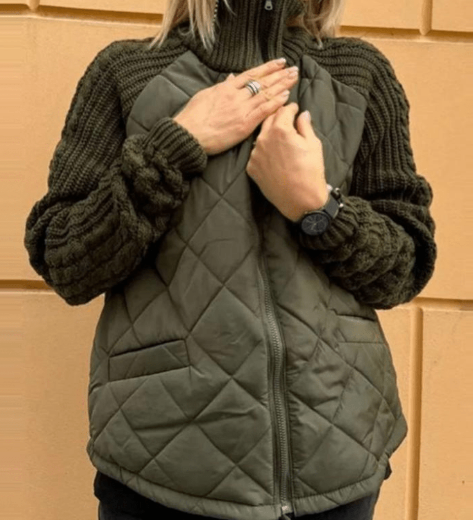 Michaela - Kuschelige Strickjacke - Olivgrün
