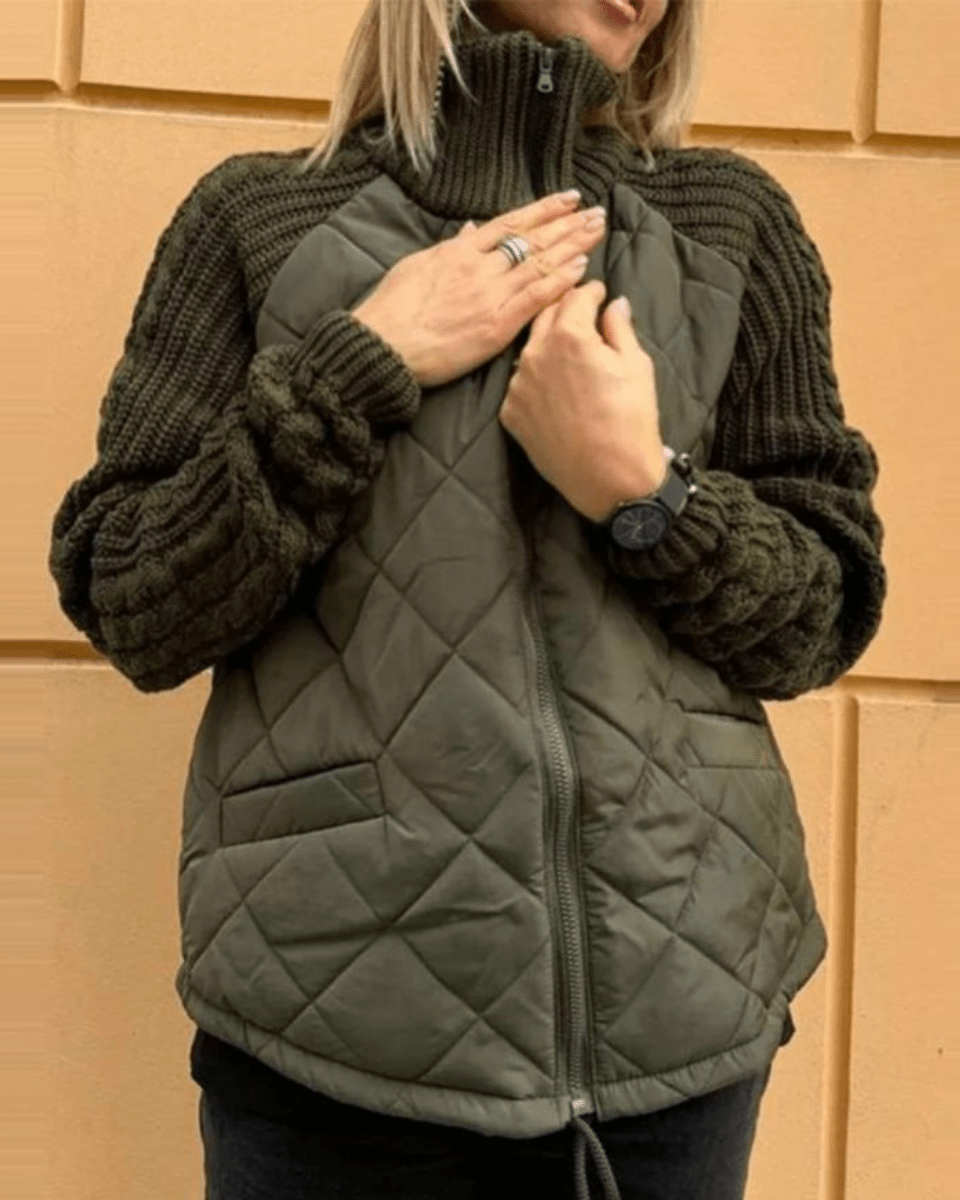 Michaela - Kuschelige Strickjacke - Olivgrün