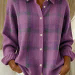 Anja - Weiche Hemd-Strickjacke in Lila