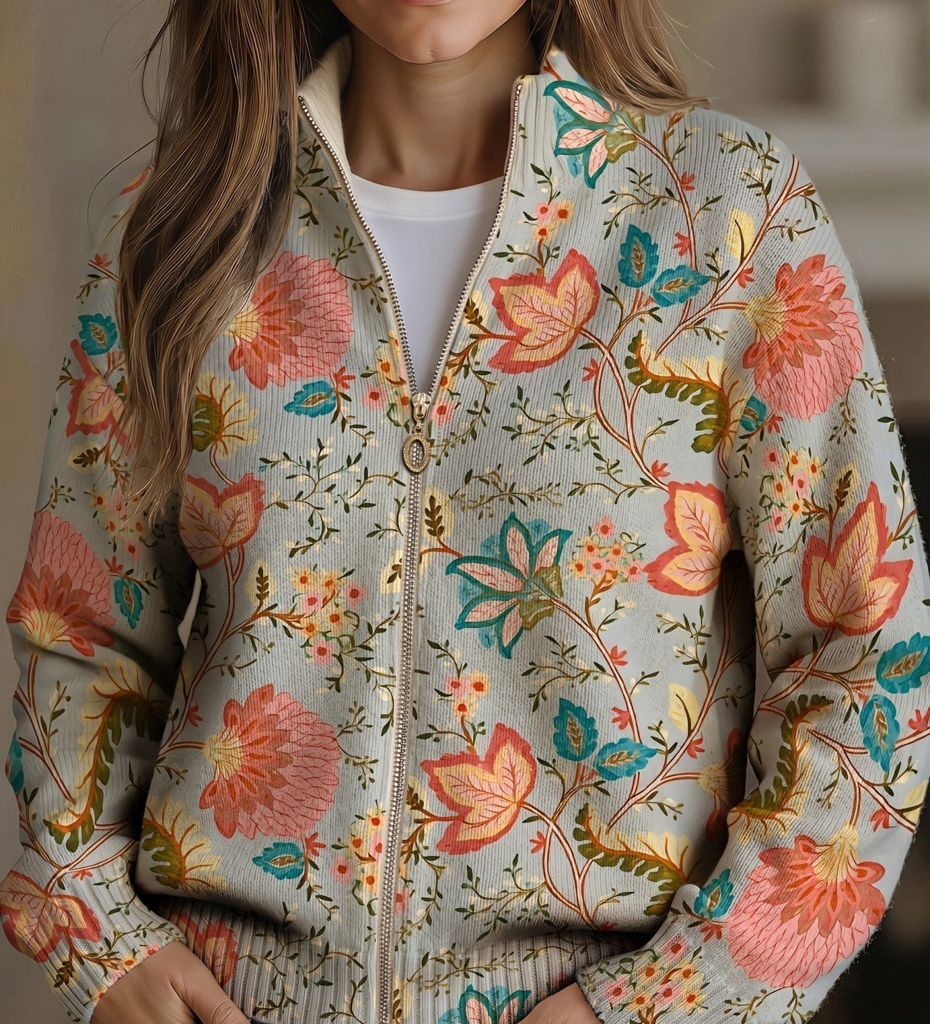 Juliane - Cardigan mit Blumengarten-Muster