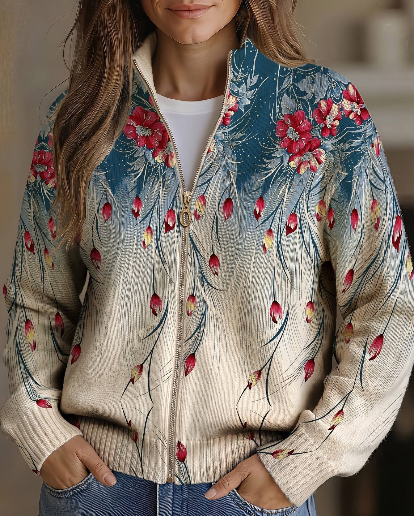 Rosalie - Cardigan mit elegantem Blumenmuster